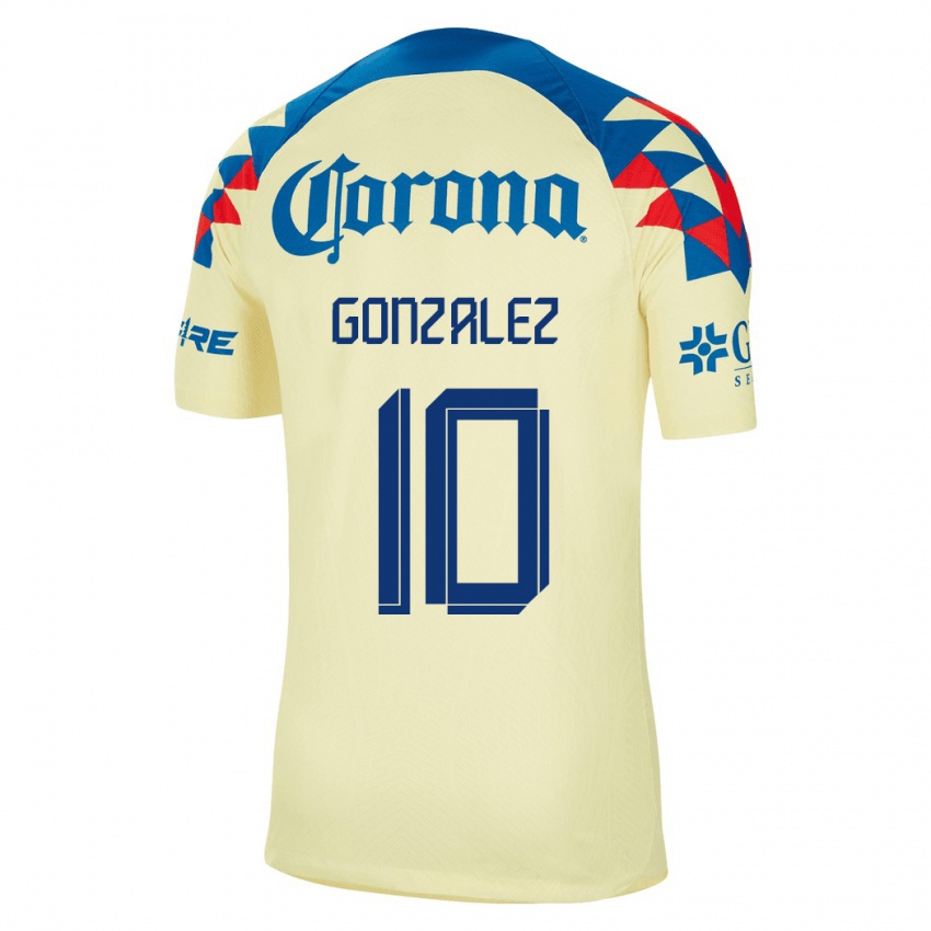 Hombre Camiseta Alison Gonzalez #10 Amarillo 1ª Equipación 2023/24 La Camisa Argentina