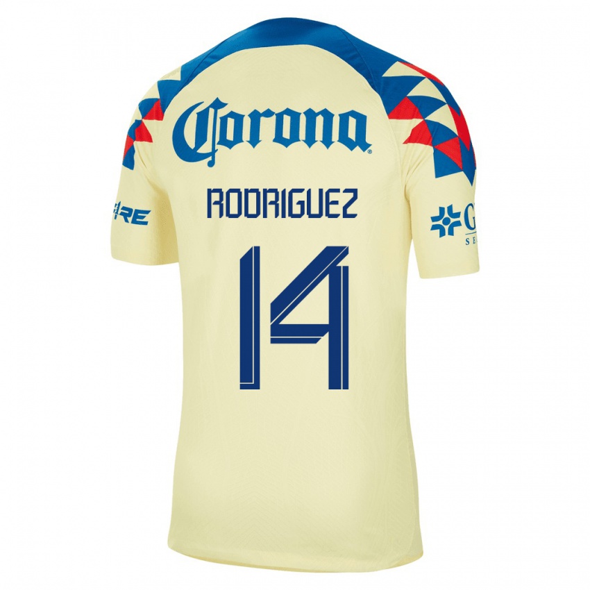 Hombre Camiseta Monica Rodriguez #14 Amarillo 1ª Equipación 2023/24 La Camisa Argentina