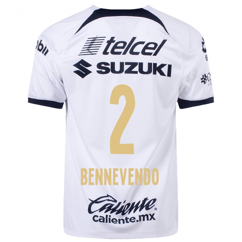 Hombre Camiseta Pablo Bennevendo #2 Blanco 1ª Equipación 2023/24 La Camisa Argentina