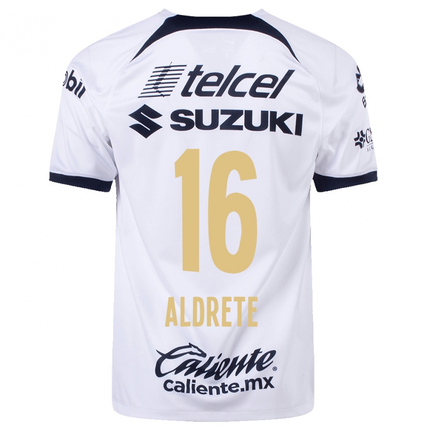 Hombre Camiseta Adrian Aldrete #16 Blanco 1ª Equipación 2023/24 La Camisa Argentina