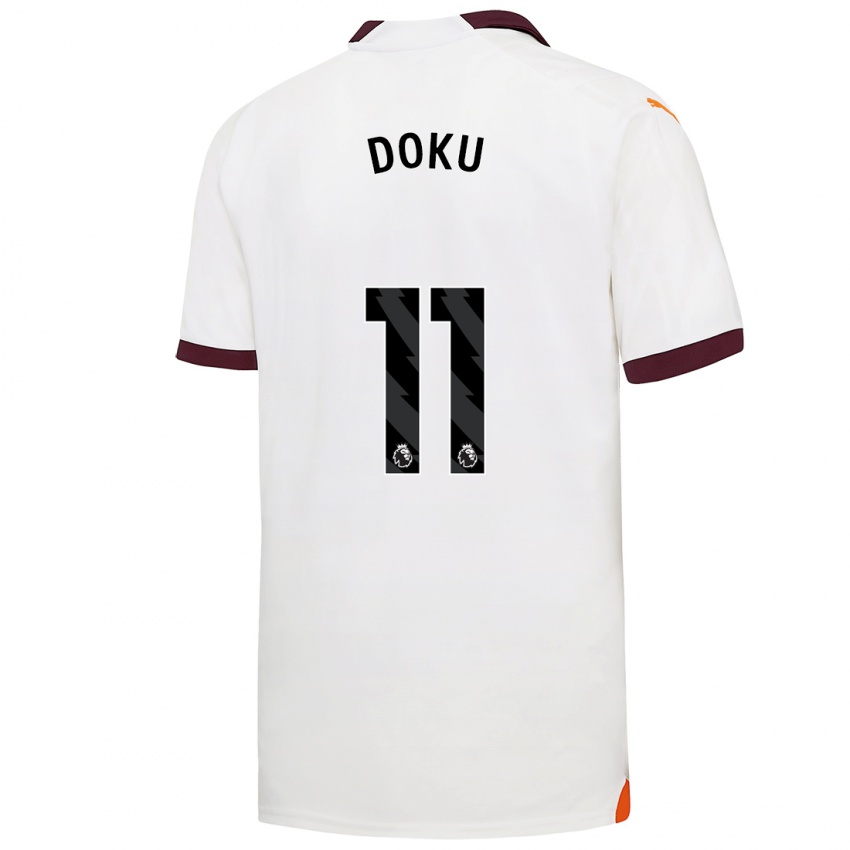 Hombre Camiseta Jeremy Doku #11 Blanco 2ª Equipación 2023/24 La Camisa Argentina