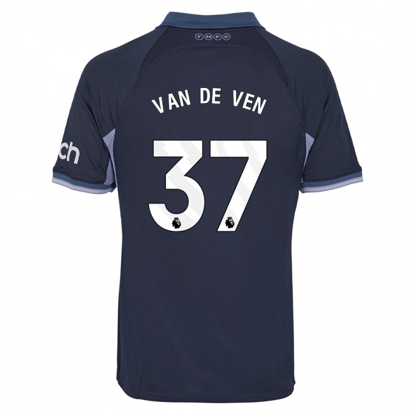 Hombre Camiseta Micky Van De Ven #37 Azul Oscuro 2ª Equipación 2023/24 La Camisa Argentina