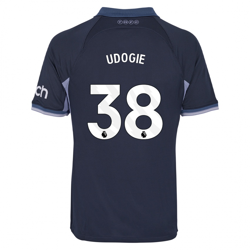 Hombre Camiseta Destiny Udogie #38 Azul Oscuro 2ª Equipación 2023/24 La Camisa Argentina