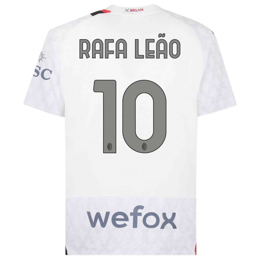 Hombre Camiseta Rafael Leao #10 Blanco 2ª Equipación 2023/24 La Camisa Argentina