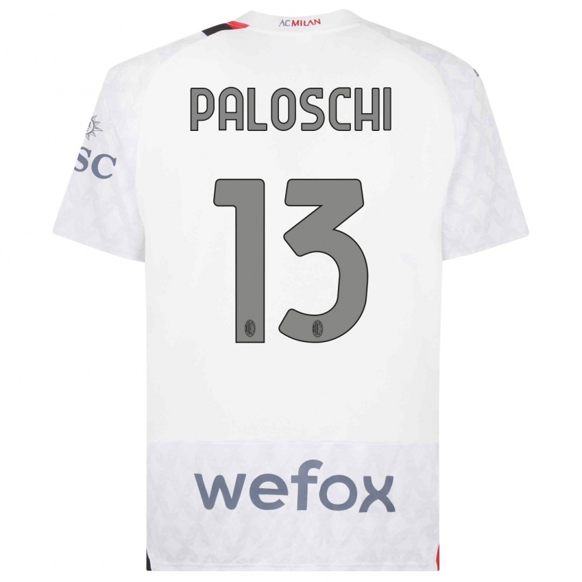 Hombre Camiseta Dorian Paloschi #13 Blanco 2ª Equipación 2023/24 La Camisa Argentina