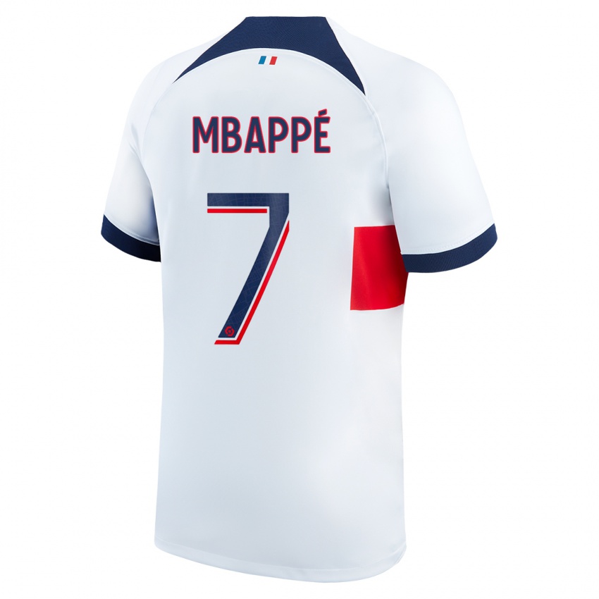 Hombre Camiseta Kylian Mbappe #7 Blanco 2ª Equipación 2023/24 La Camisa Argentina