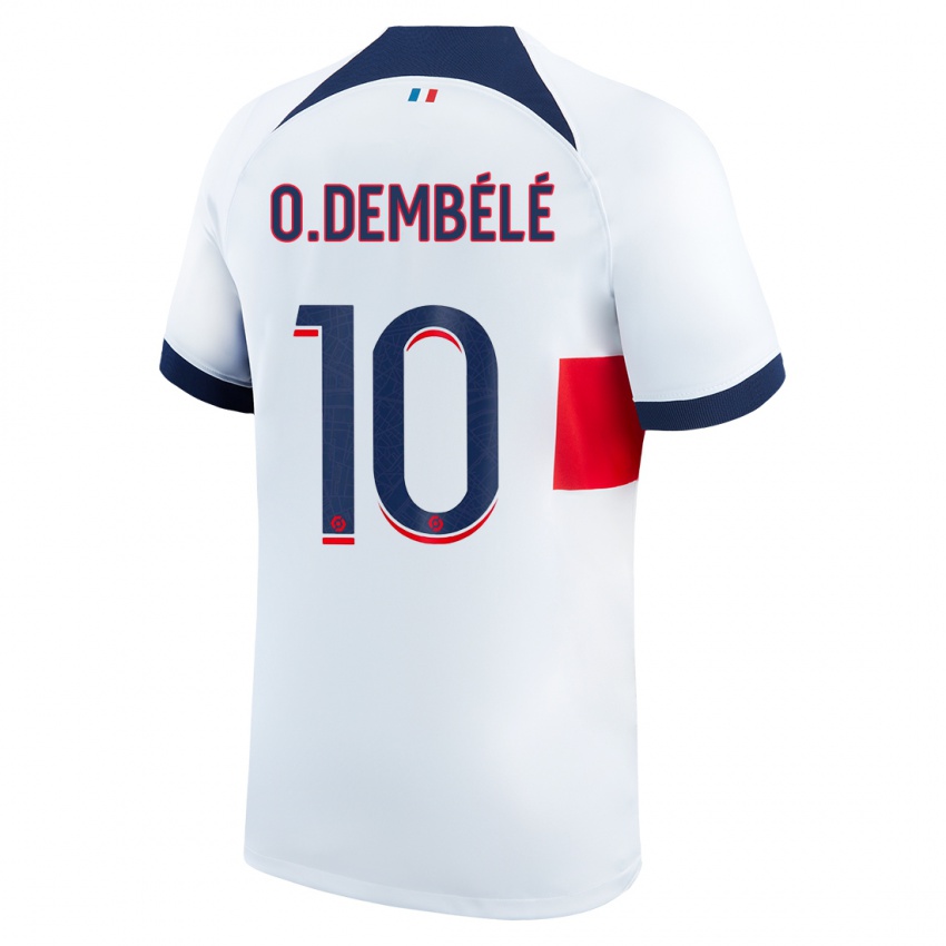 Hombre Camiseta Ousmane Dembélé #10 Blanco 2ª Equipación 2023/24 La Camisa Argentina
