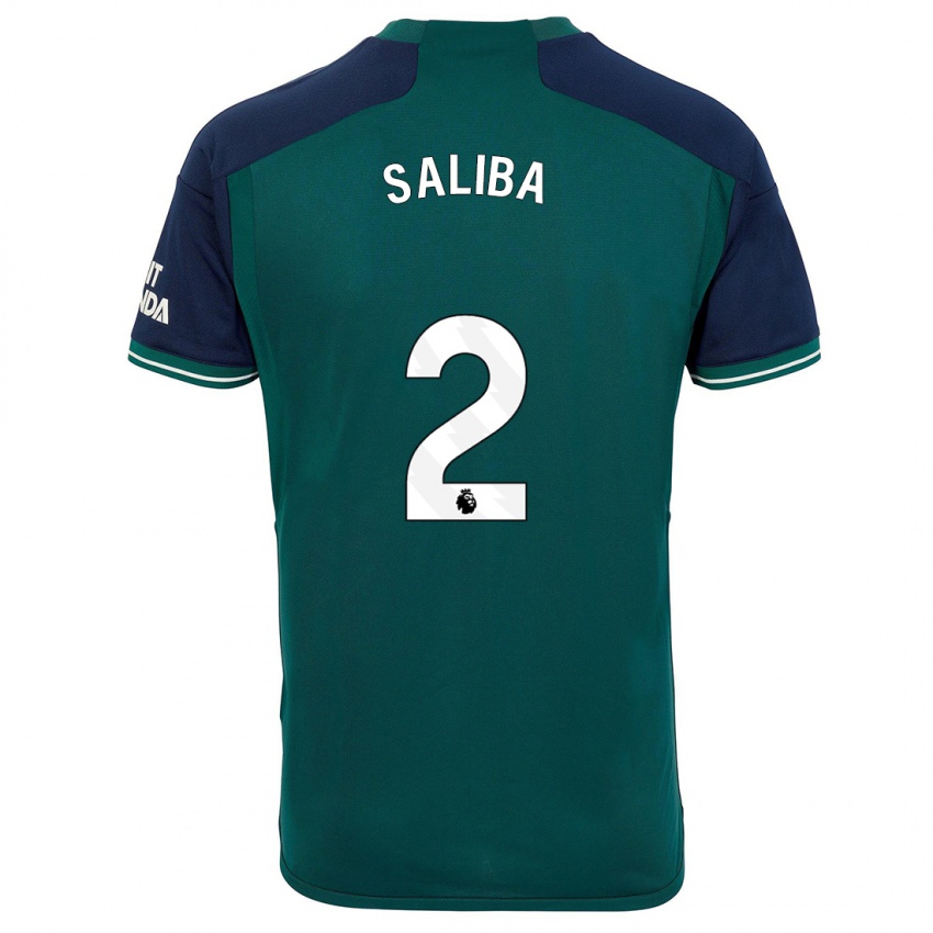 Hombre Camiseta William Saliba #2 Verde Equipación Tercera 2023/24 La Camisa Argentina