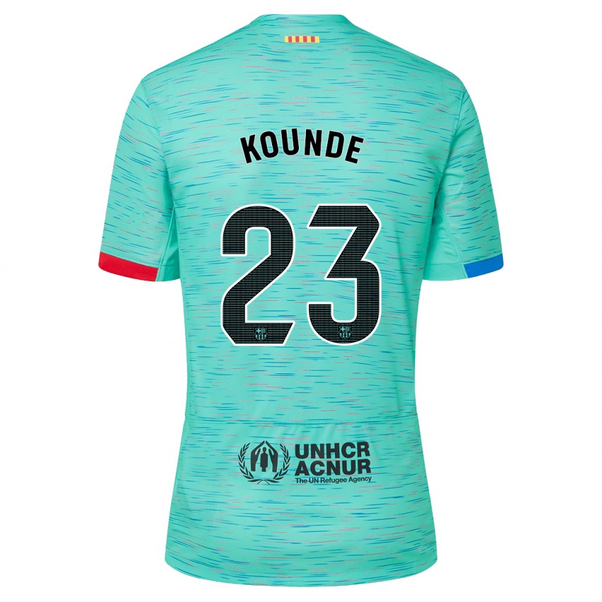 Hombre Camiseta Jules Kounde #23 Aguamarina Clara Equipación Tercera 2023/24 La Camisa Argentina