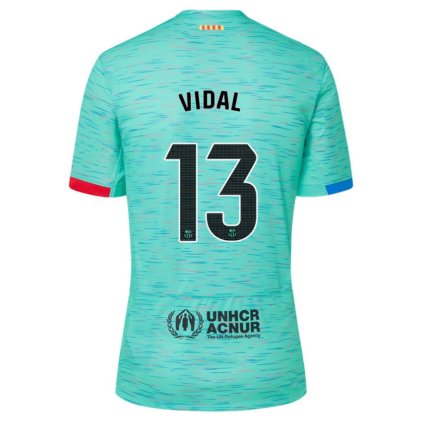 Hombre Camiseta Marc Vidal #13 Aguamarina Clara Equipación Tercera 2023/24 La Camisa Argentina