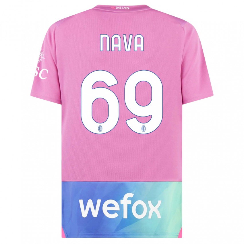 Hombre Camiseta Lapo Nava #69 Rosado Morado Equipación Tercera 2023/24 La Camisa Argentina