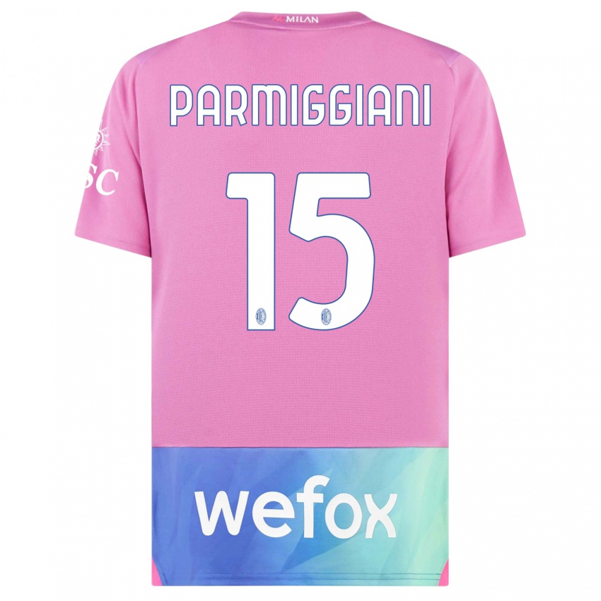 Hombre Camiseta Pietro Parmiggiani #15 Rosado Morado Equipación Tercera 2023/24 La Camisa Argentina