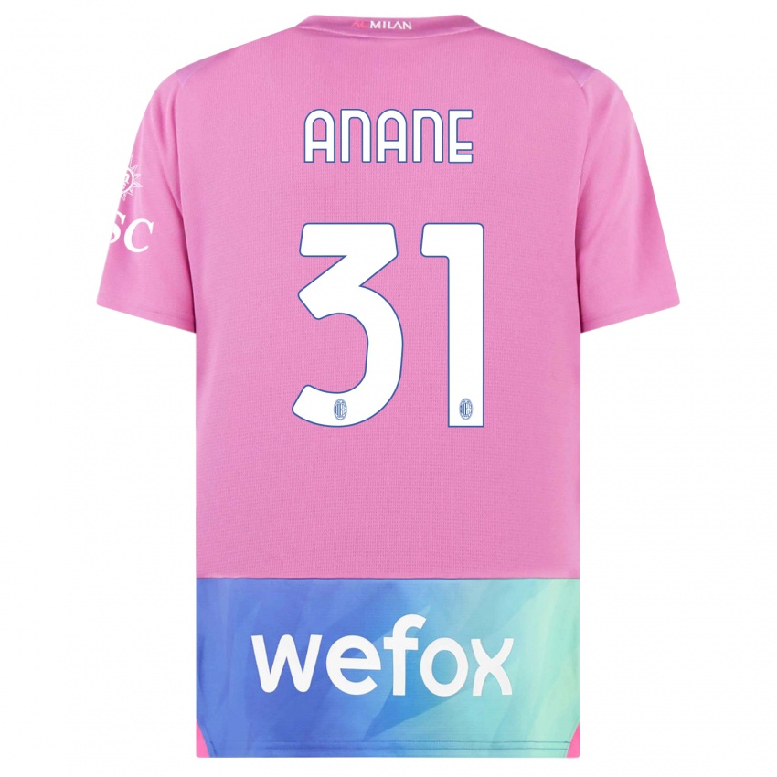 Hombre Camiseta Emmanuel Anane #31 Rosado Morado Equipación Tercera 2023/24 La Camisa Argentina