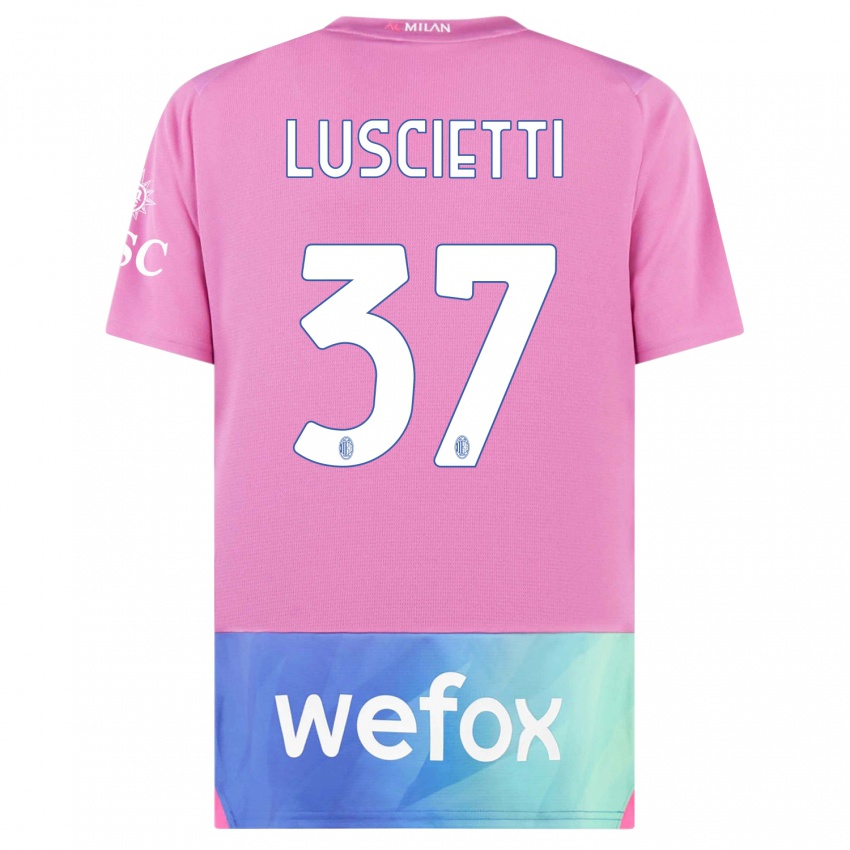 Hombre Camiseta Abebe Luscietti #37 Rosado Morado Equipación Tercera 2023/24 La Camisa Argentina