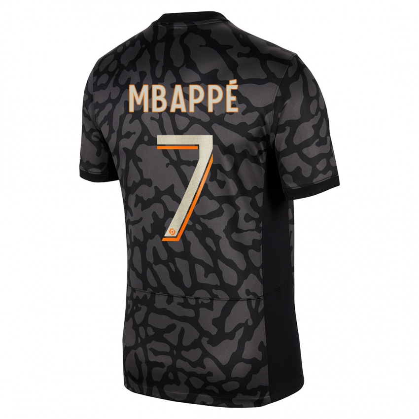 Hombre Camiseta Kylian Mbappe #7 Negro Equipación Tercera 2023/24 La Camisa Argentina