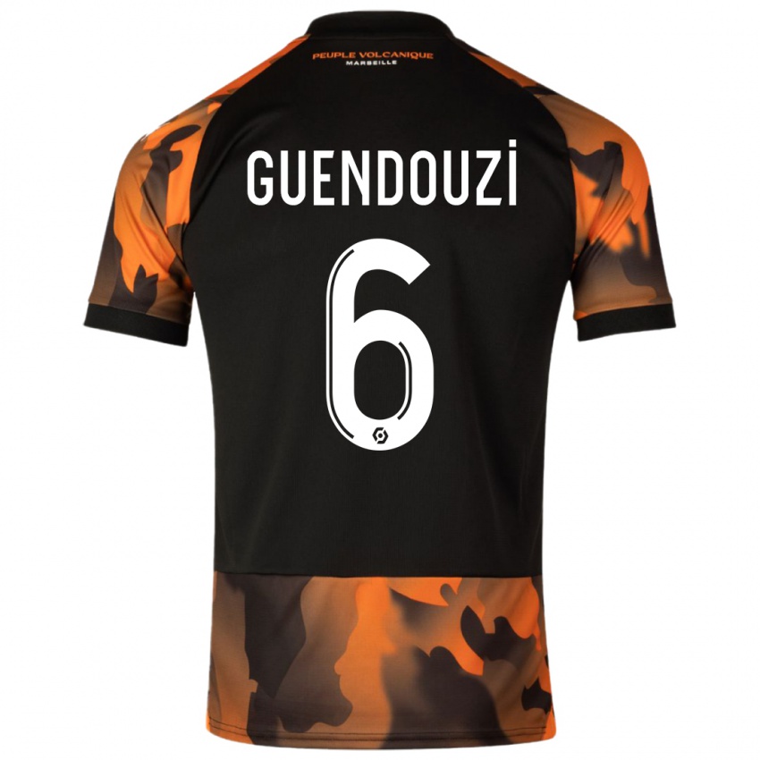 Hombre Camiseta Matteo Guendouzi #6 Negro Naranja Equipación Tercera 2023/24 La Camisa Argentina