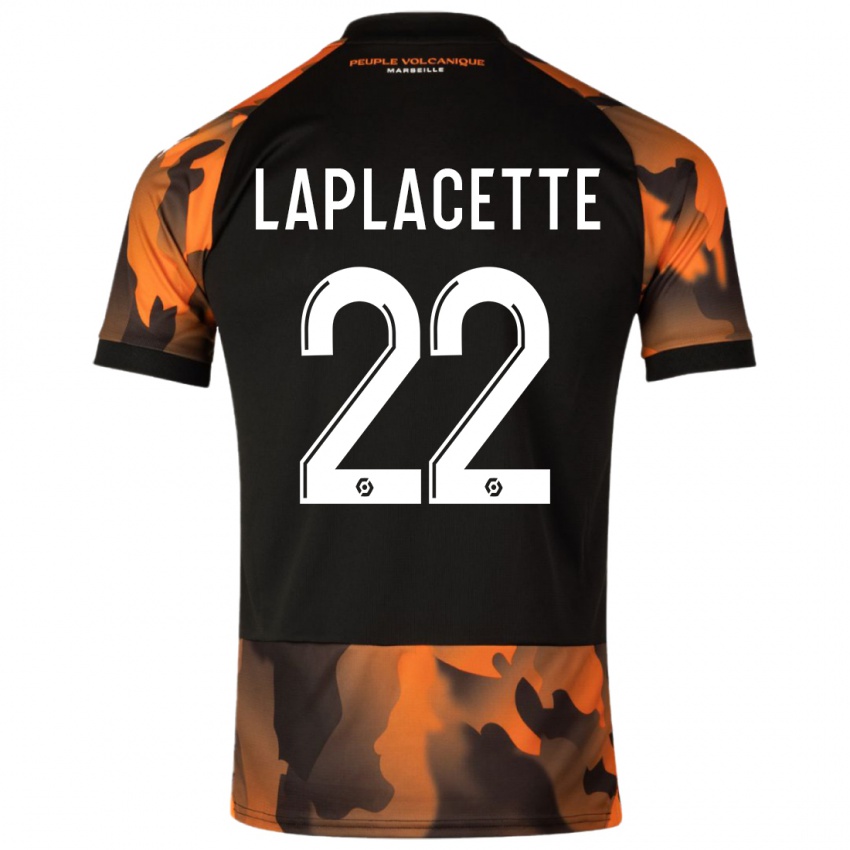 Hombre Camiseta Tess Laplacette #22 Negro Naranja Equipación Tercera 2023/24 La Camisa Argentina