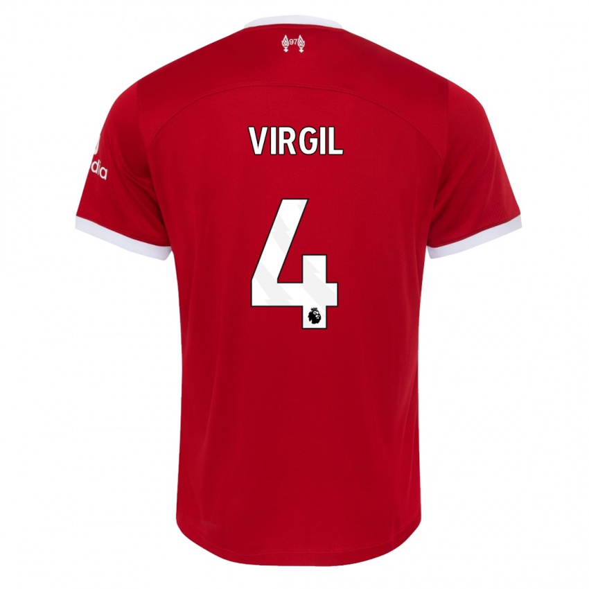 Mujer Camiseta Virgil Van Dijk #4 Rojo 1ª Equipación 2023/24 La Camisa Argentina