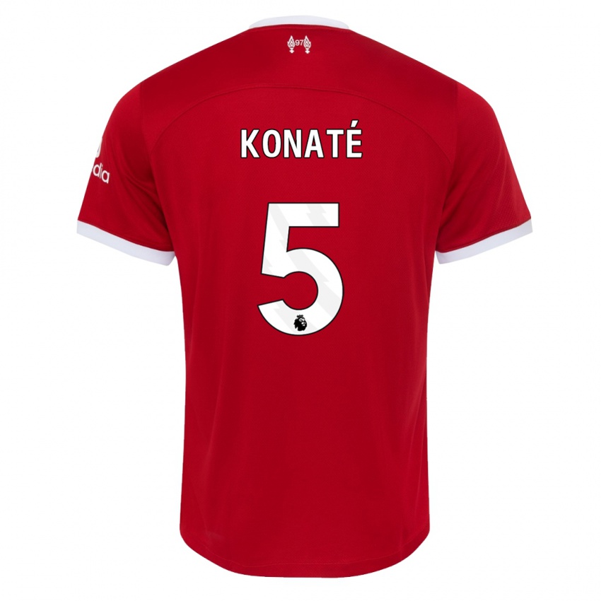 Mujer Camiseta Ibrahima Konate #5 Rojo 1ª Equipación 2023/24 La Camisa Argentina