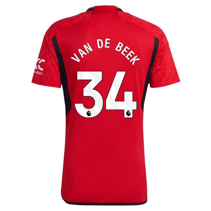 Mujer Camiseta Donny Van De Beek #34 Rojo 1ª Equipación 2023/24 La Camisa Argentina