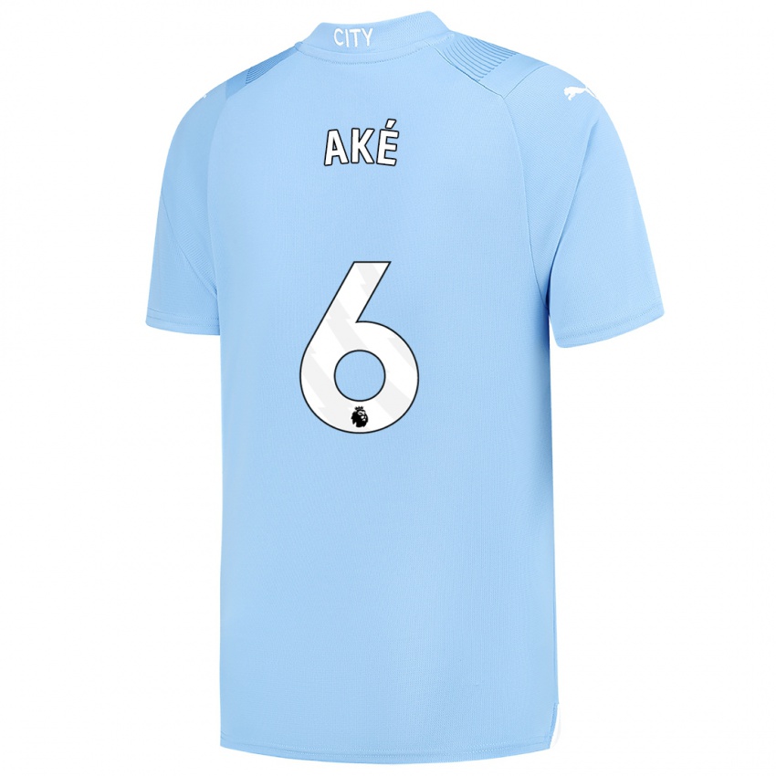 Mujer Camiseta Nathan Ake #6 Azul Claro 1ª Equipación 2023/24 La Camisa Argentina