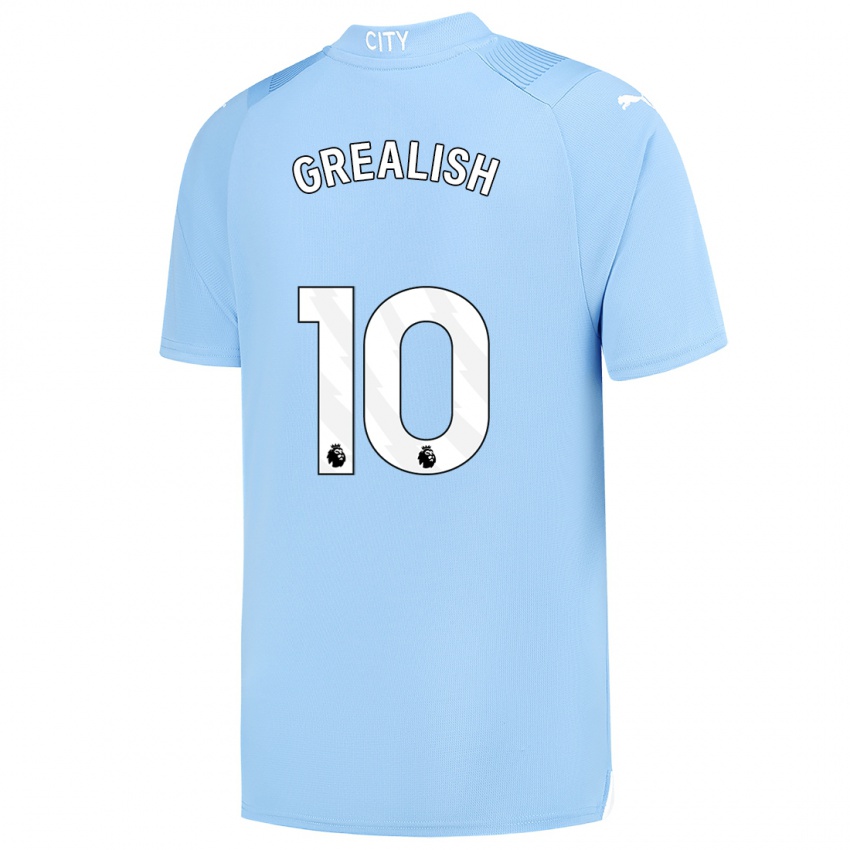 Mujer Camiseta Jack Grealish #10 Azul Claro 1ª Equipación 2023/24 La Camisa Argentina