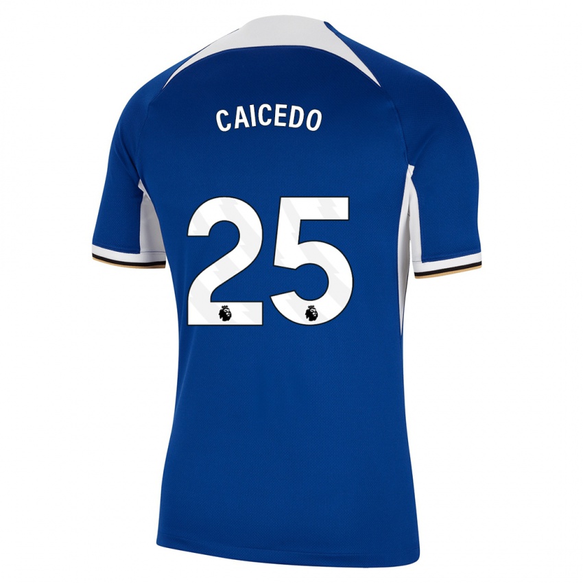 Mujer Camiseta Moises Caicedo #25 Azul 1ª Equipación 2023/24 La Camisa Argentina