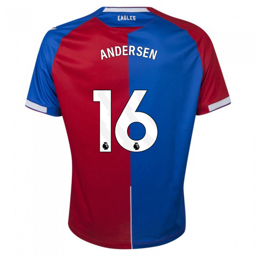 Mujer Camiseta Joachim Andersen #16 Rojo Azul 1ª Equipación 2023/24 La Camisa Argentina