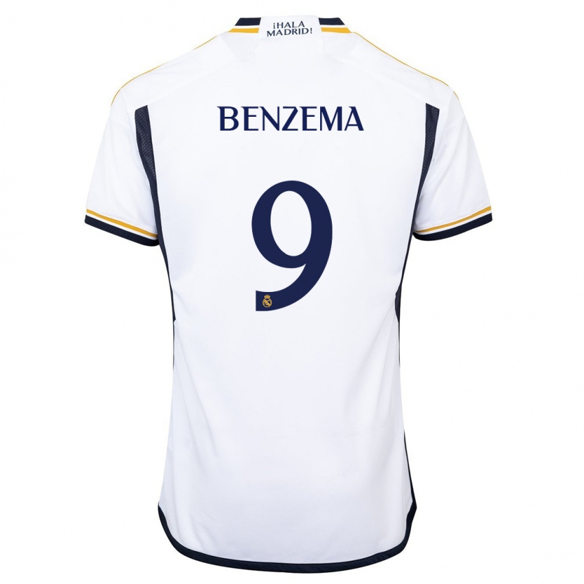 Mujer Camiseta Karim Benzema #9 Blanco 1ª Equipación 2023/24 La Camisa Argentina