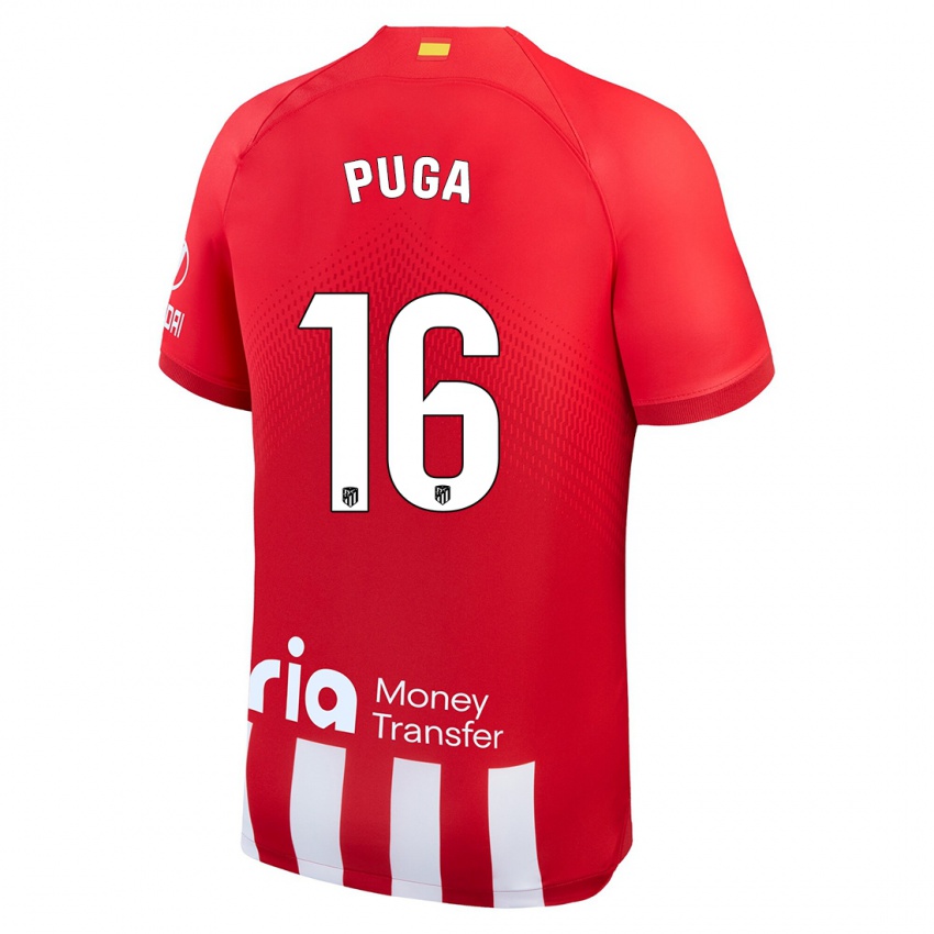 Mujer Camiseta Carlos Puga #16 Rojo Blanco 1ª Equipación 2023/24 La Camisa Argentina