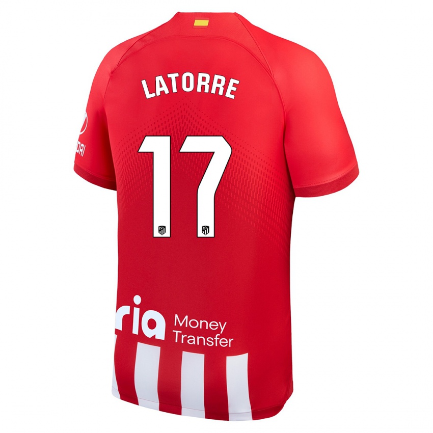 Mujer Camiseta Barbara Latorre #17 Rojo Blanco 1ª Equipación 2023/24 La Camisa Argentina