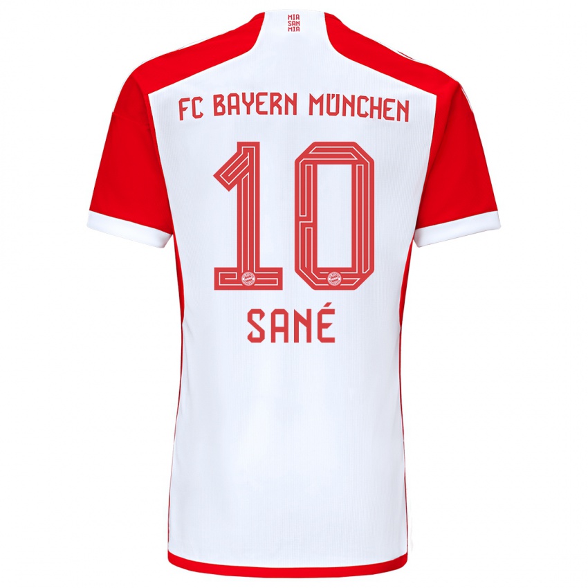 Mujer Camiseta Leroy Sane #10 Rojo Blanco 1ª Equipación 2023/24 La Camisa Argentina