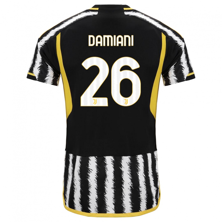 Mujer Camiseta Samuele Damiani #26 Blanco Negro 1ª Equipación 2023/24 La Camisa Argentina