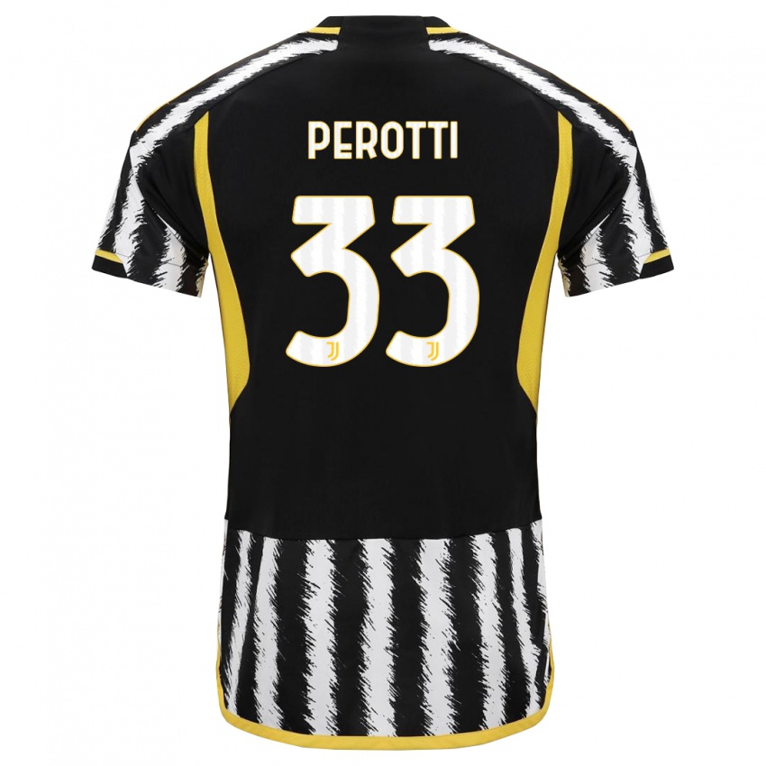 Mujer Camiseta Clemente Perotti #33 Blanco Negro 1ª Equipación 2023/24 La Camisa Argentina