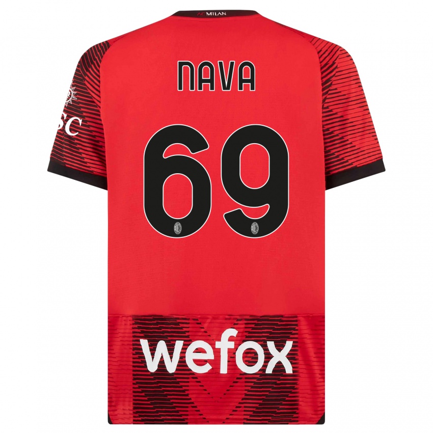 Mujer Camiseta Lapo Nava #69 Negro Rojo 1ª Equipación 2023/24 La Camisa Argentina