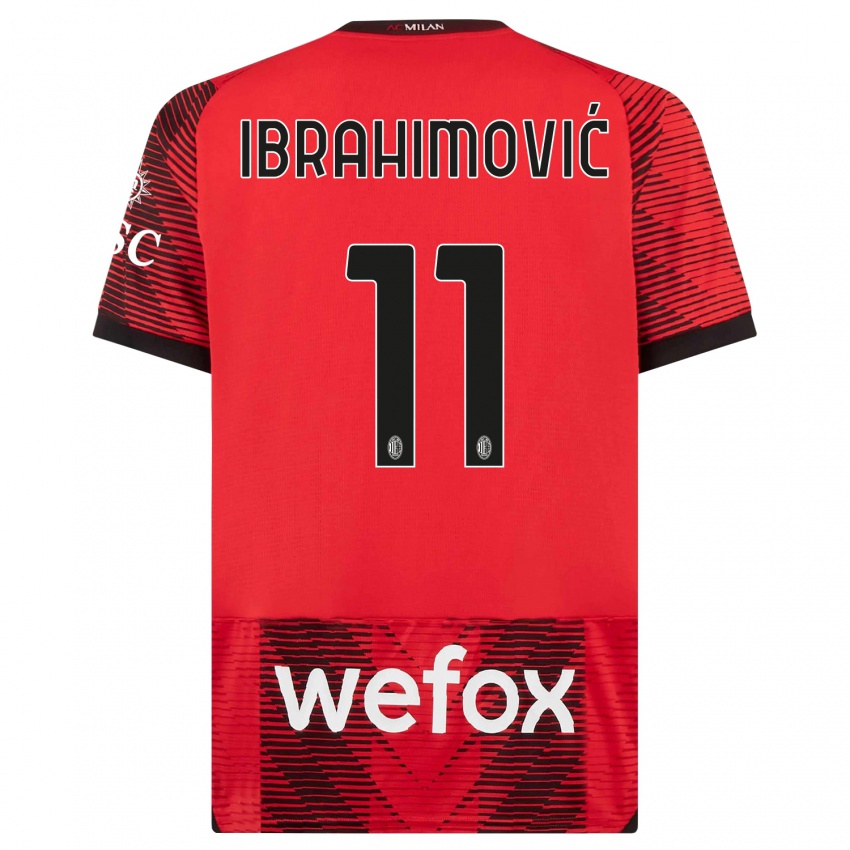 Mujer Camiseta Zlatan Ibrahimovic #11 Negro Rojo 1ª Equipación 2023/24 La Camisa Argentina