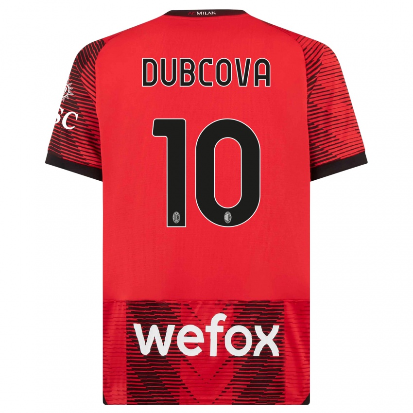 Mujer Camiseta Kamila Dubcova #10 Negro Rojo 1ª Equipación 2023/24 La Camisa Argentina