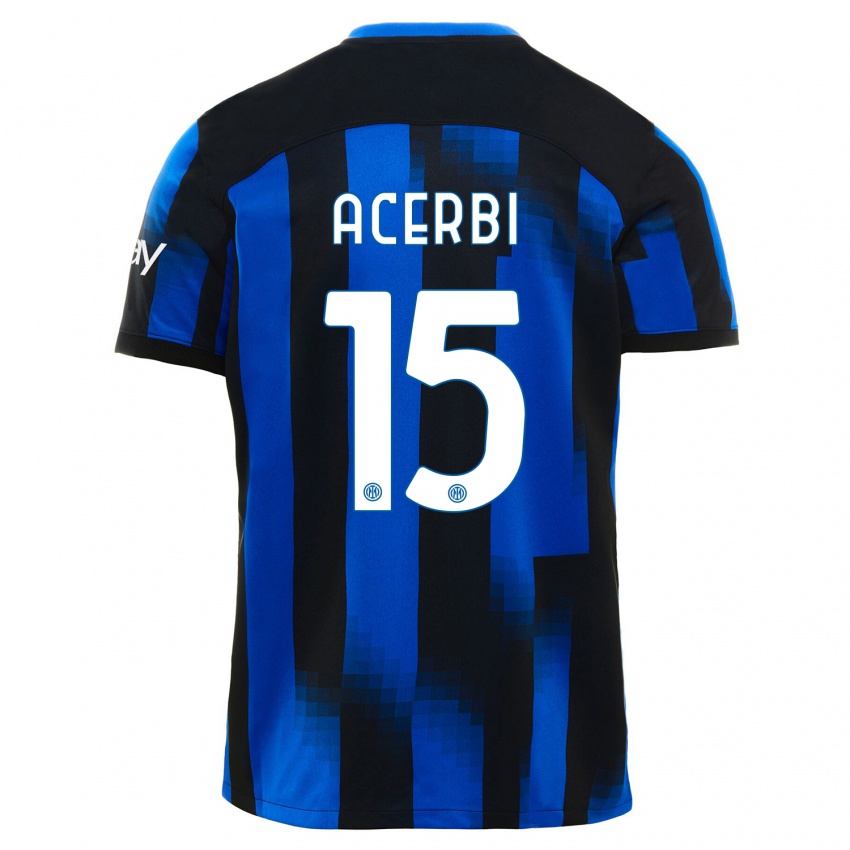 Mujer Camiseta Francesco Acerbi #15 Azul Negro 1ª Equipación 2023/24 La Camisa Argentina