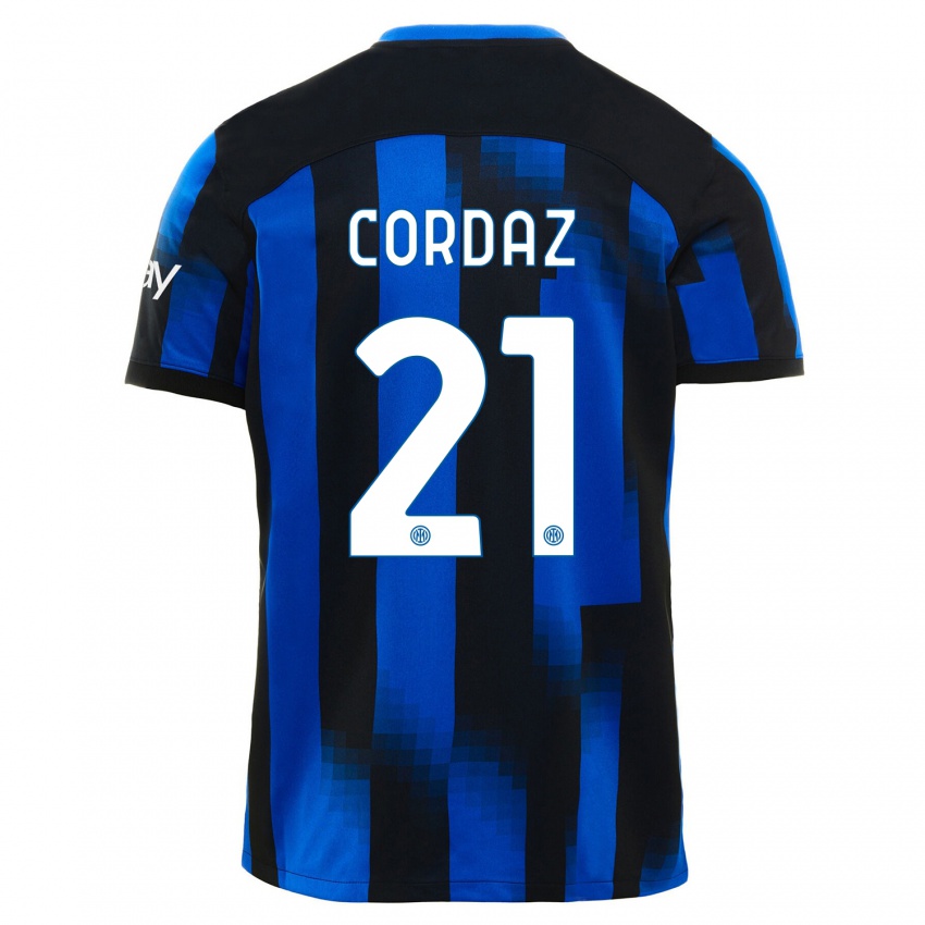 Mujer Camiseta Alex Cordaz #21 Azul Negro 1ª Equipación 2023/24 La Camisa Argentina