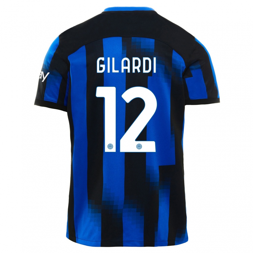 Mujer Camiseta Astrid Gilardi #12 Azul Negro 1ª Equipación 2023/24 La Camisa Argentina