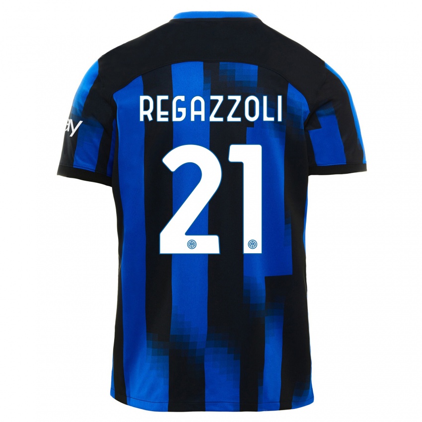 Mujer Camiseta Alice Regazzoli #21 Azul Negro 1ª Equipación 2023/24 La Camisa Argentina