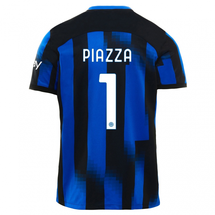 Mujer Camiseta Alessia Piazza #1 Azul Negro 1ª Equipación 2023/24 La Camisa Argentina