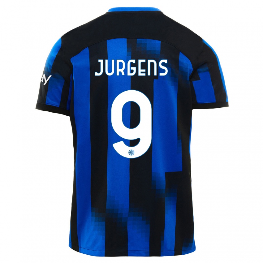 Mujer Camiseta Oliver Jurgens #9 Azul Negro 1ª Equipación 2023/24 La Camisa Argentina