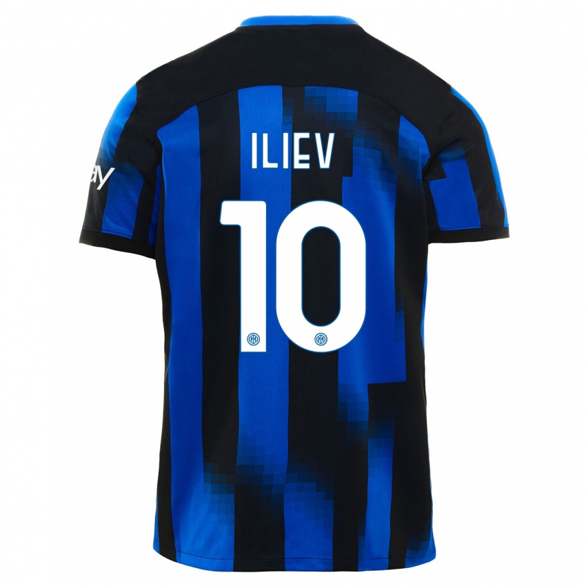 Mujer Camiseta Nikola Iliev #10 Azul Negro 1ª Equipación 2023/24 La Camisa Argentina