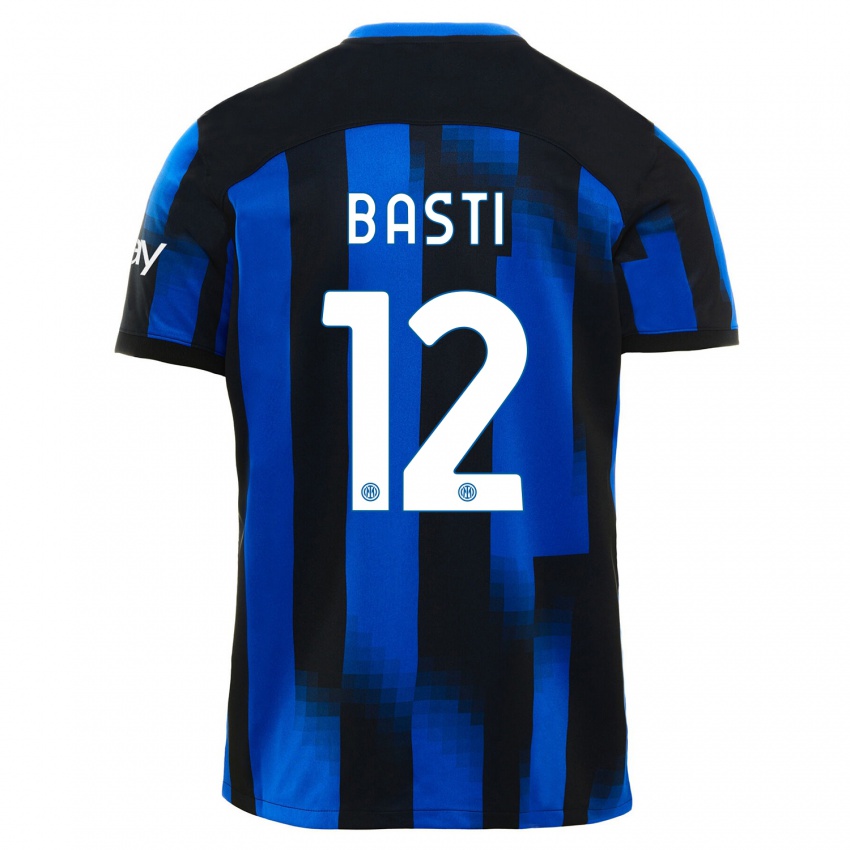 Mujer Camiseta Matteo Basti #12 Azul Negro 1ª Equipación 2023/24 La Camisa Argentina
