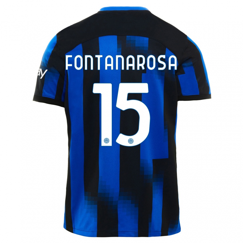 Mujer Camiseta Alessandro Fontanarosa #15 Azul Negro 1ª Equipación 2023/24 La Camisa Argentina