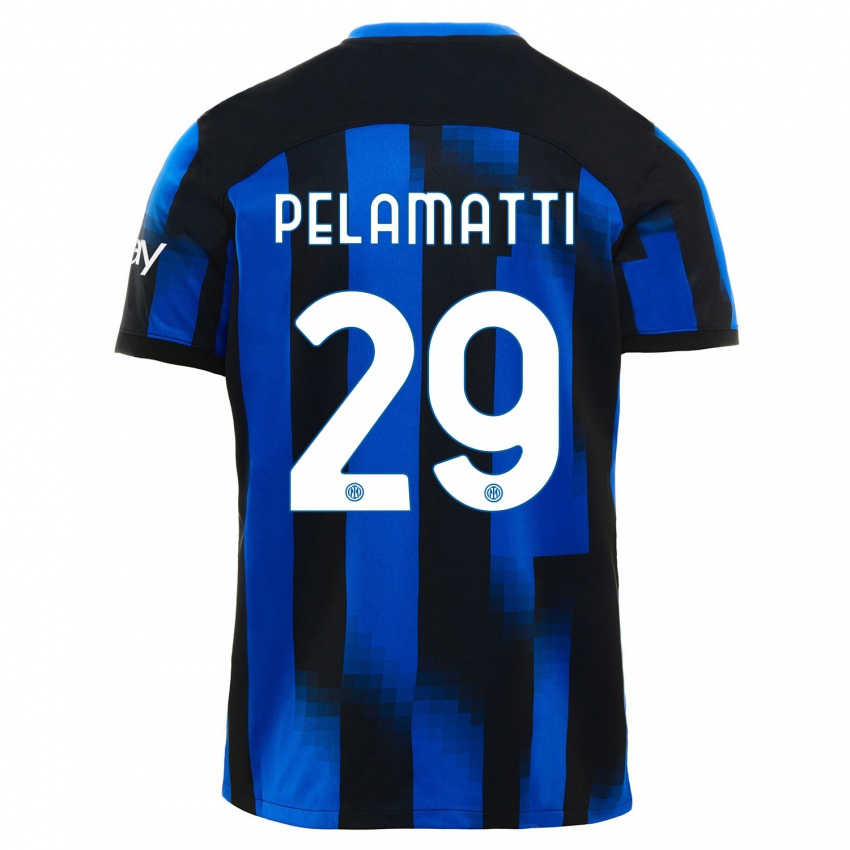 Mujer Camiseta Andrea Pelamatti #29 Azul Negro 1ª Equipación 2023/24 La Camisa Argentina