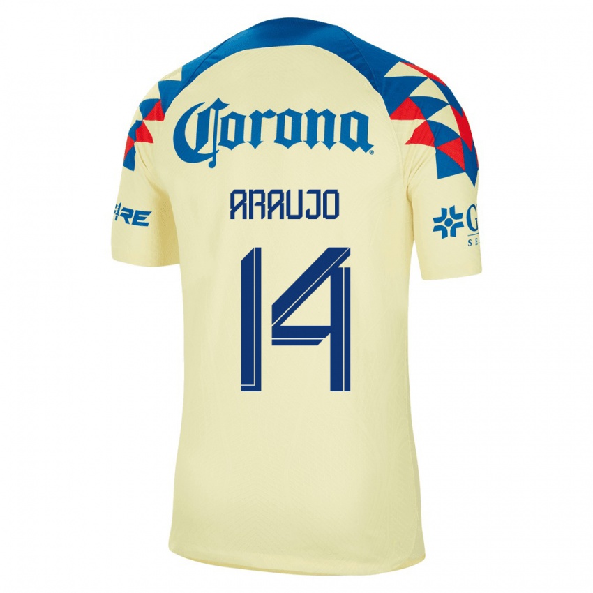 Mujer Camiseta Nestor Araujo #14 Amarillo 1ª Equipación 2023/24 La Camisa Argentina