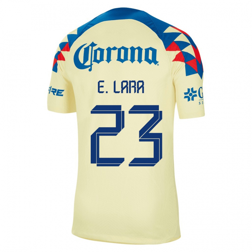 Mujer Camiseta Emilio Lara #23 Amarillo 1ª Equipación 2023/24 La Camisa Argentina