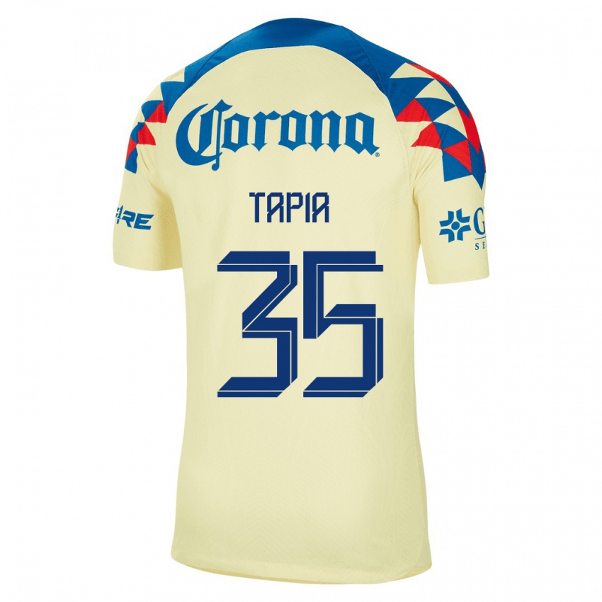 Mujer Camiseta Fernando Tapia #35 Amarillo 1ª Equipación 2023/24 La Camisa Argentina